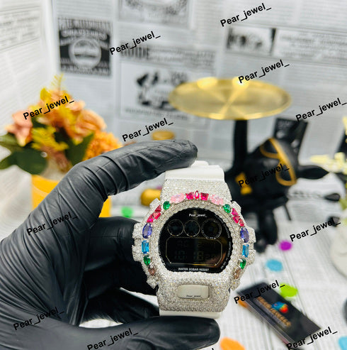 Iced Out Case Dial VVS Moissanite Diamond Digital Wrist Watch