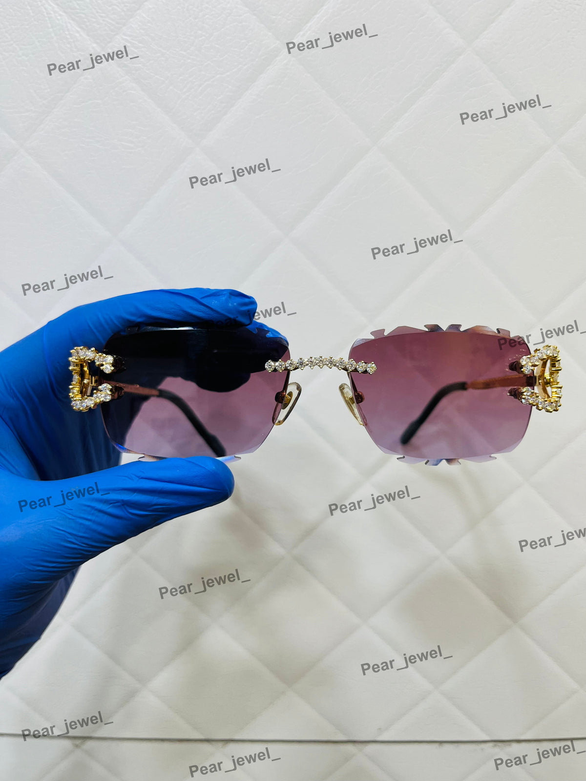 VVS Moissanite Diamond Silver Rimless Sunglasses Iced Out Glasses