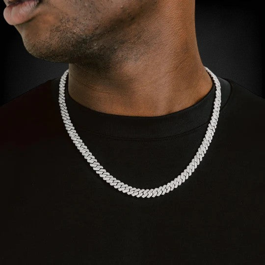 925 Silver Cuban Chain VVS Moissanite Diamond