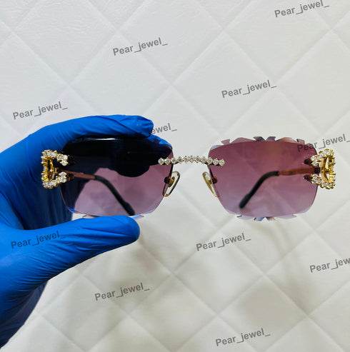 VVS Moissanite Diamond Silver Rimless Sunglasses Iced Out Glasses
