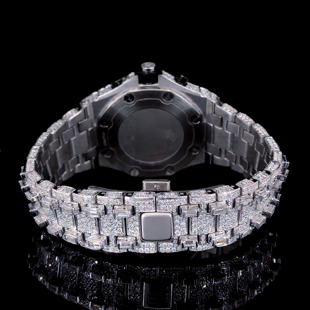 Bust Down VVS Moissanite Diamonds Iced Out Stainless Steel Watch