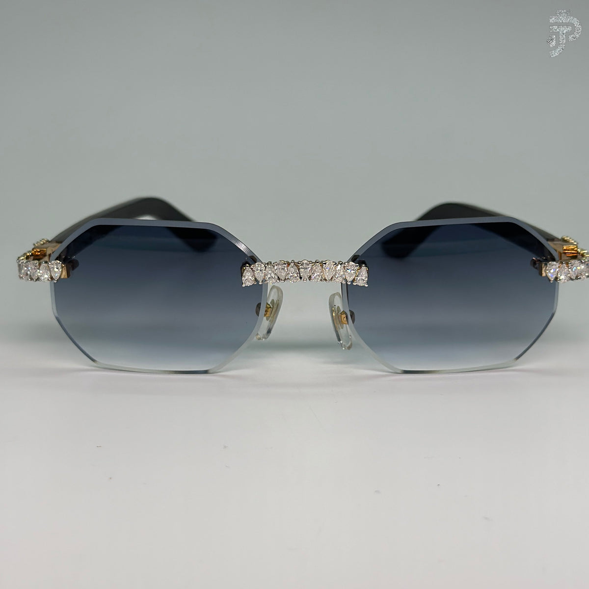 Pear Cut Moissanite Stone Glasses With Black Frame Party Wear