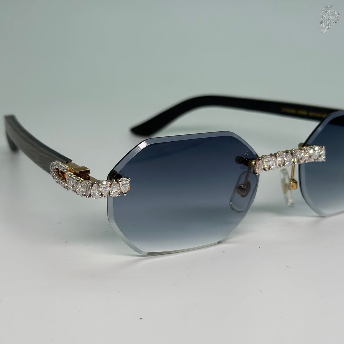 Pear Cut Moissanite Stone Glasses With Black Frame Party Wear