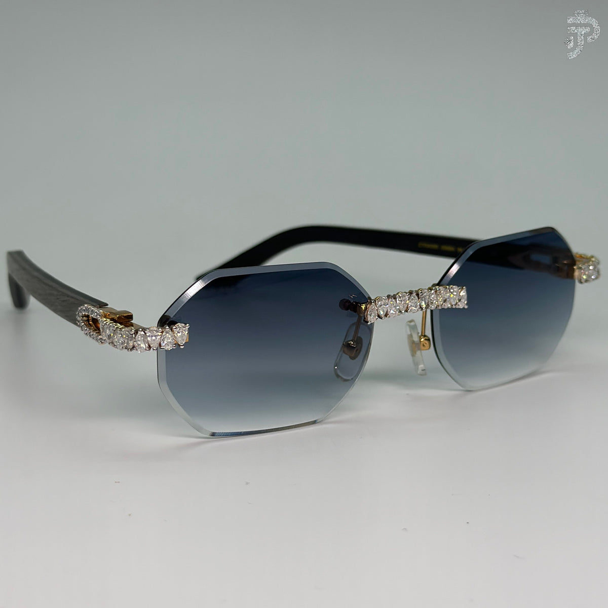 Pear Cut Moissanite Stone Glasses With Black Frame Party Wear