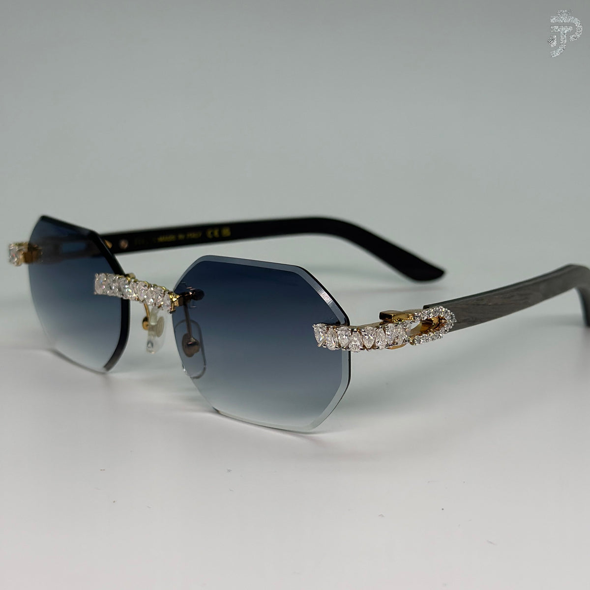 Pear Cut Moissanite Stone Glasses With Black Frame Party Wear