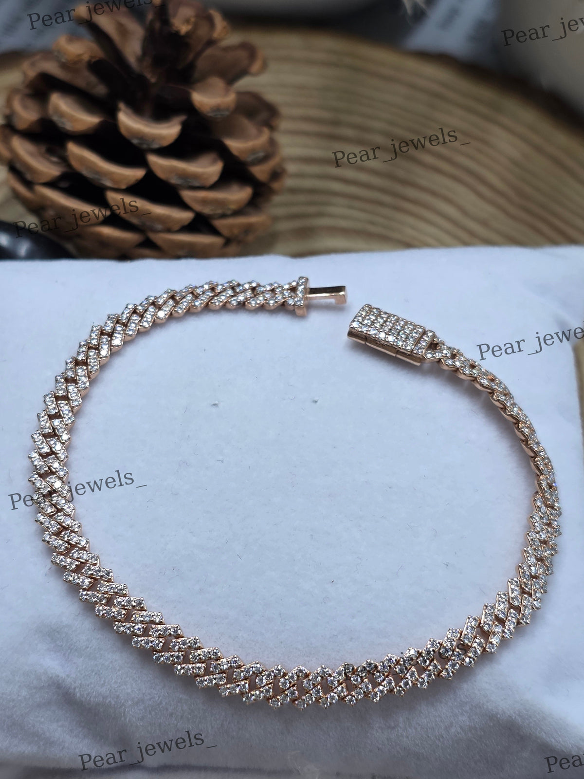 Rohdium plated Cuban Link VVS Moissanite Diamond 925 Sterling Silver Bracelet