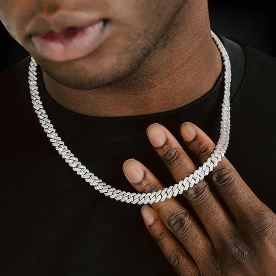 925 Silver Cuban Chain VVS Moissanite Diamond