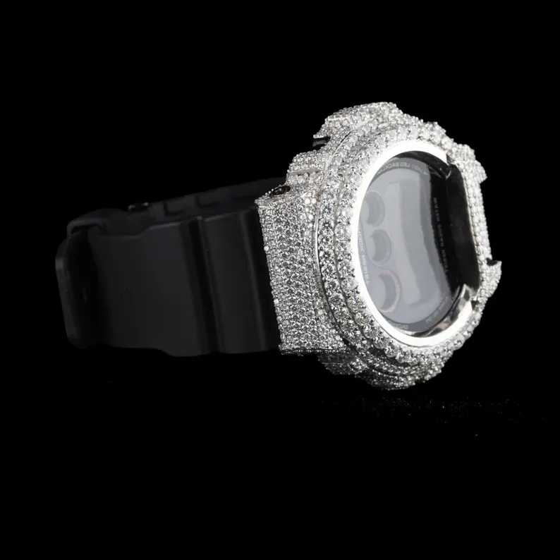 Iced Out VVS Moissanite Dial Case Round Cut Diamond Watch