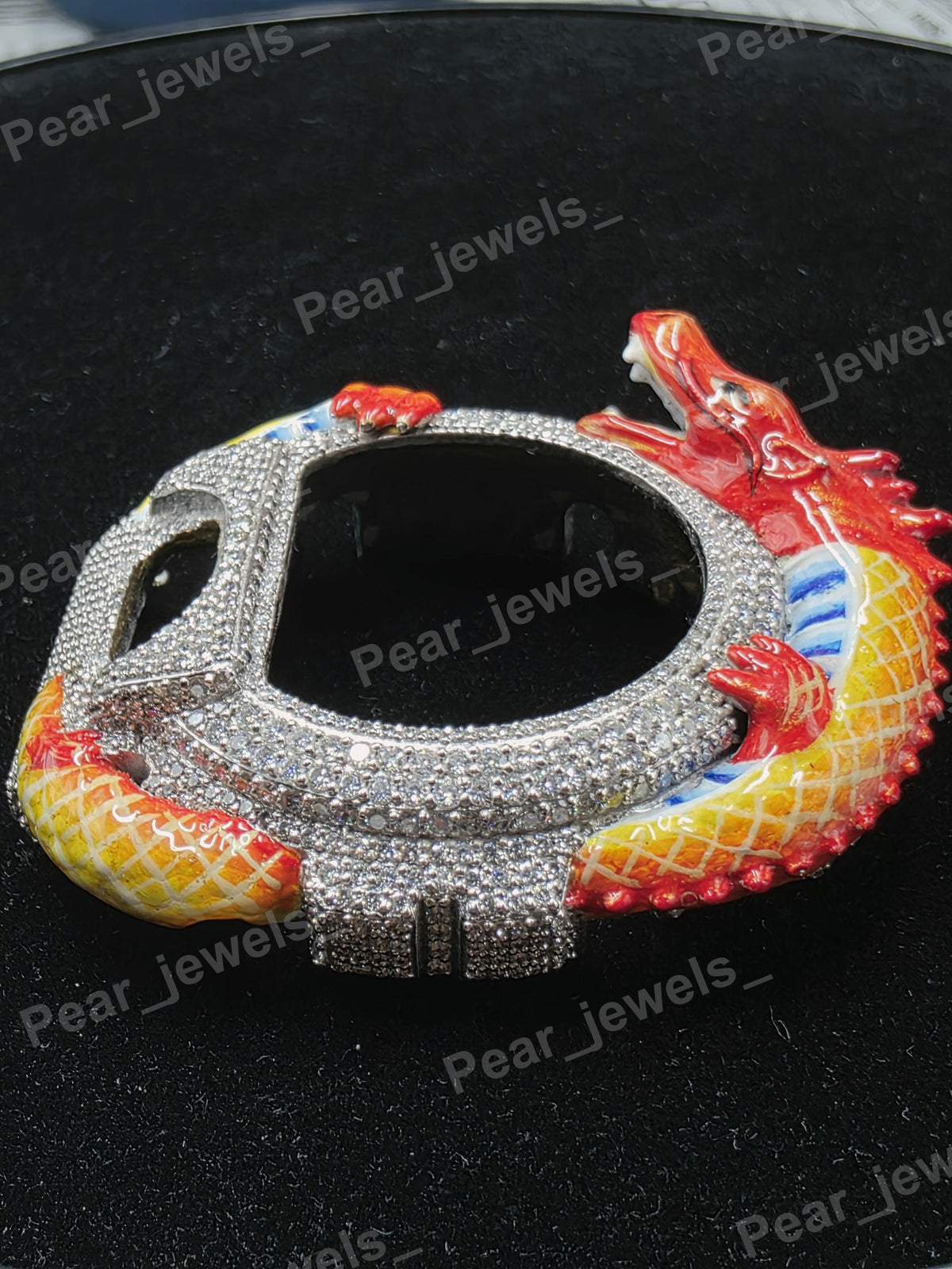 VVS Moissanite Diamond Dragon Dial Iced Out Hip Hop Statement Bezel For 6900 Series