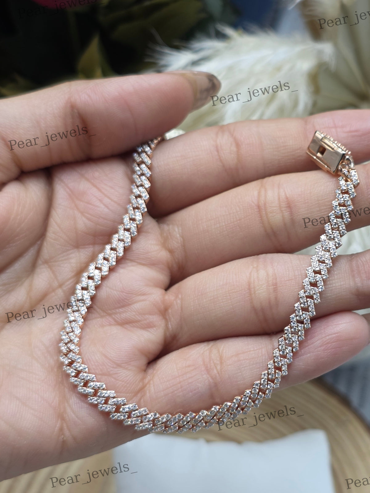 Rohdium plated Cuban Link VVS Moissanite Diamond 925 Sterling Silver Bracelet