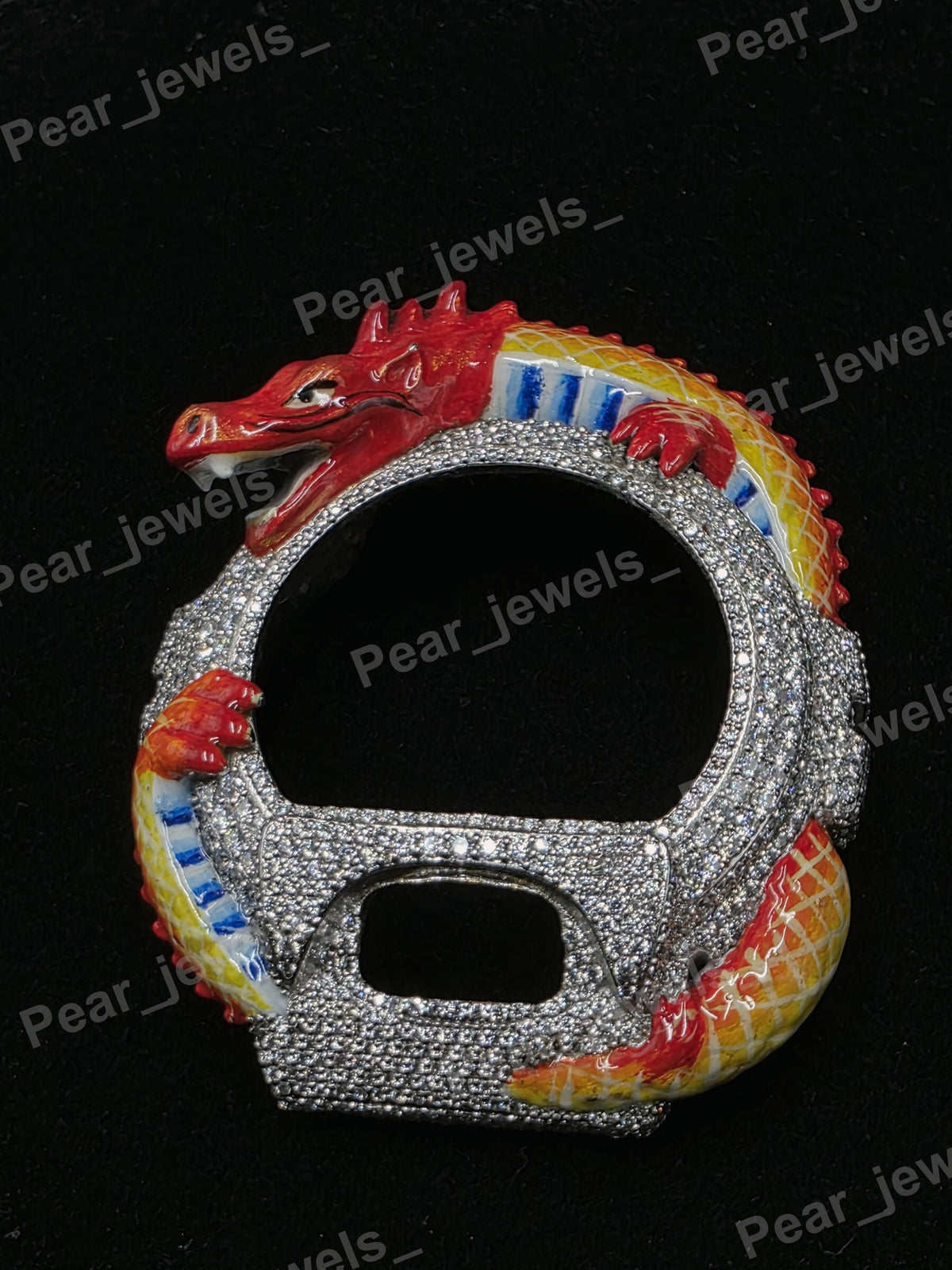 VVS Moissanite Diamond Dragon Dial Iced Out Hip Hop Statement Bezel For 6900 Series