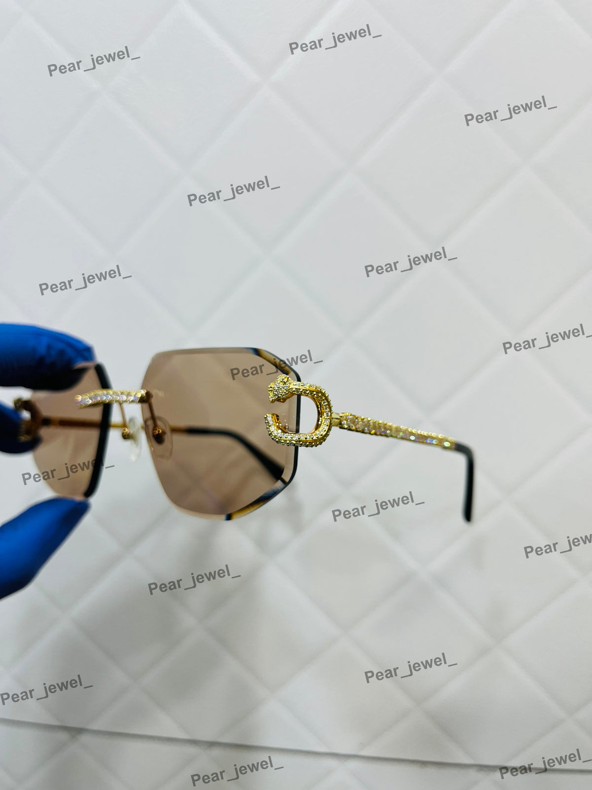 925 Silver VVS Moissanite Diamond Rimless Iced Out Sunglasses For Unisex