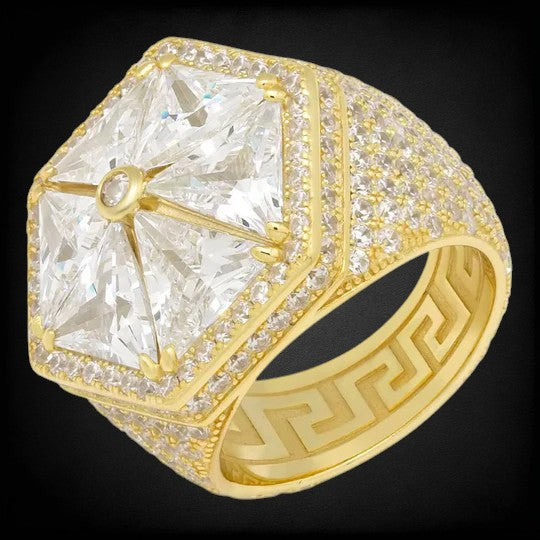 Iced Out 925 Silver Hip HOp Ring With Moissanite Diamond Sparkling Ring