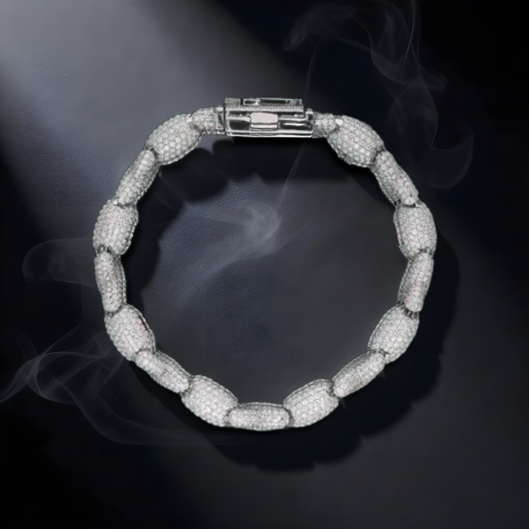 Infinity And Evil Eye Design Moissanite 925 Silver Bracelet