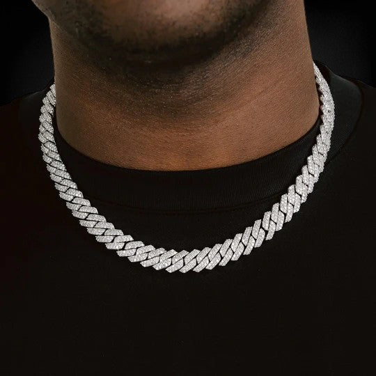 925 Silver Cuban Chain VVS Moissanite Diamond