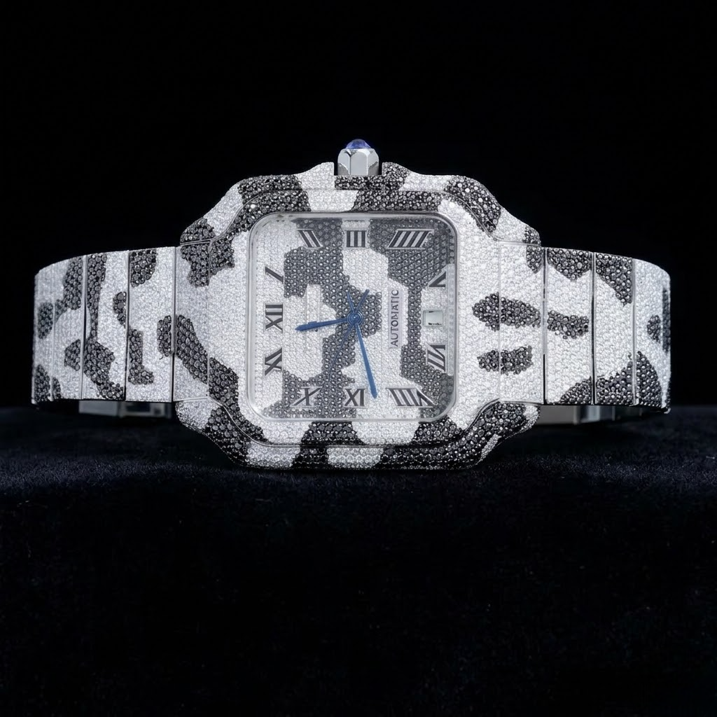 Iced Out Stainless Steel VVS Moissanite Diamond Bust Down Watch