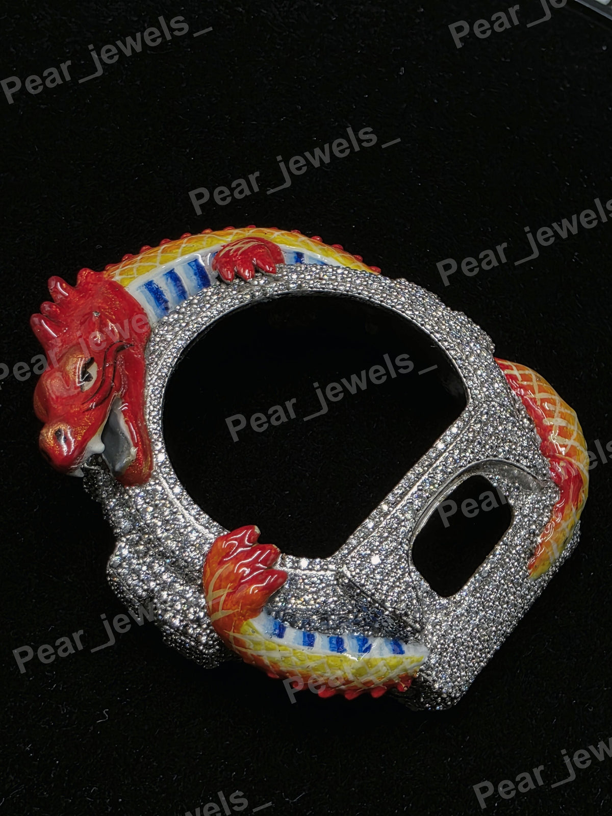 VVS Moissanite Diamond Dragon Dial Iced Out Hip Hop Statement Bezel For 6900 Series