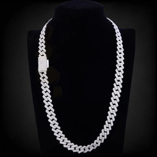 925 Silver Cuban Chain VVS Moissanite Diamond