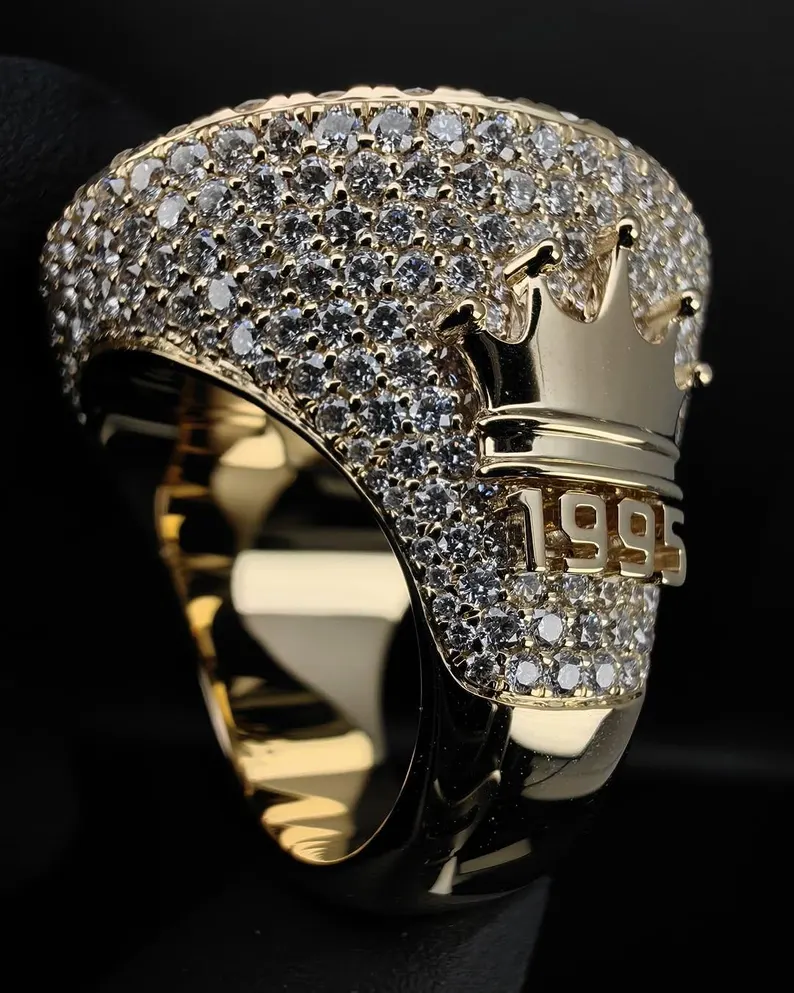 Iced Out Custom Ring 925 Sterling Silver With Moissanite Diamond