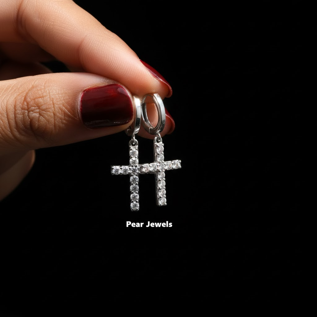 Round Cut Cross Earrings