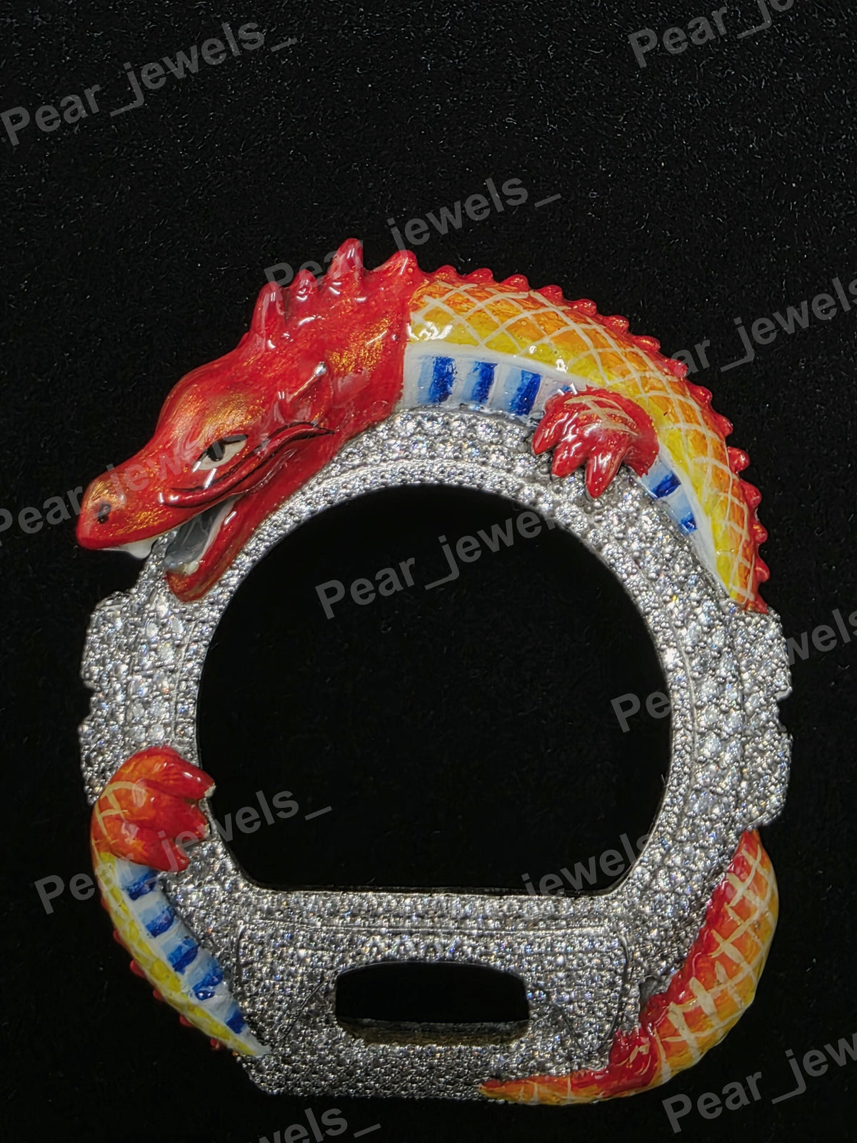 VVS Moissanite Diamond Dragon Dial Iced Out Hip Hop Statement Bezel For 6900 Series