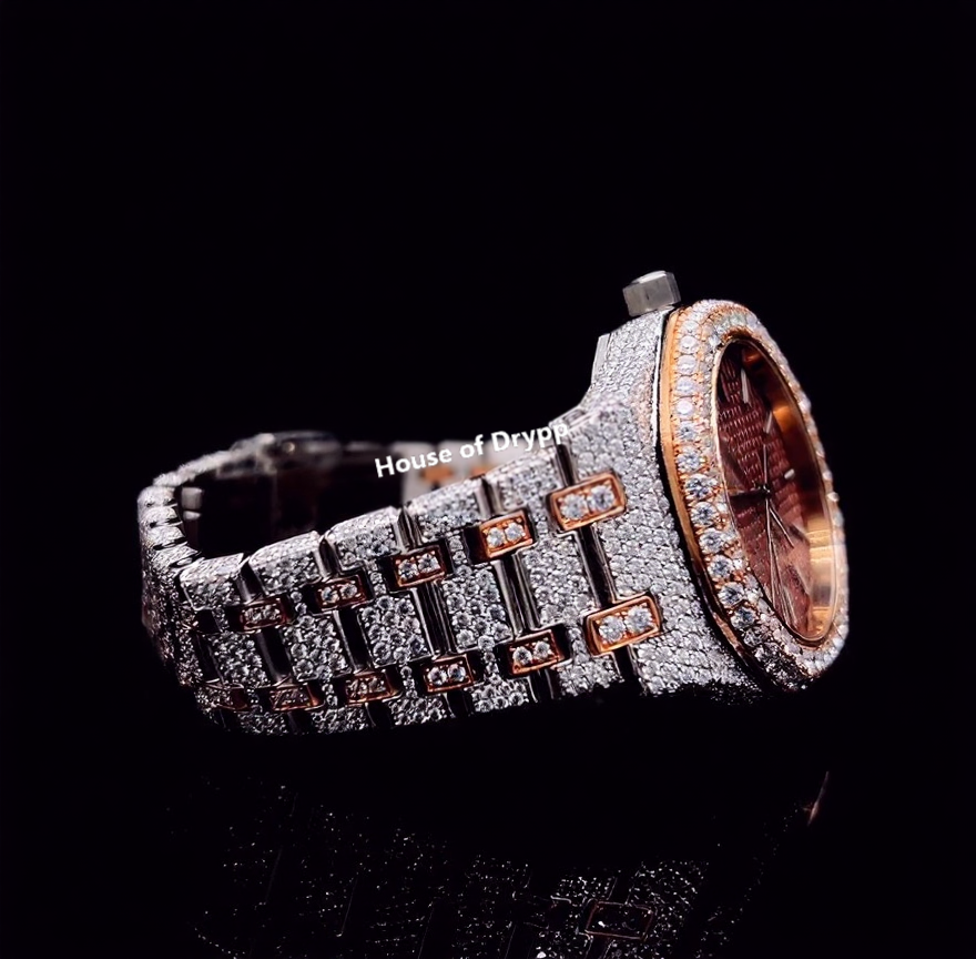 VVS Moissanite Diamond Stainless Steel Iced Out Wrist Watch