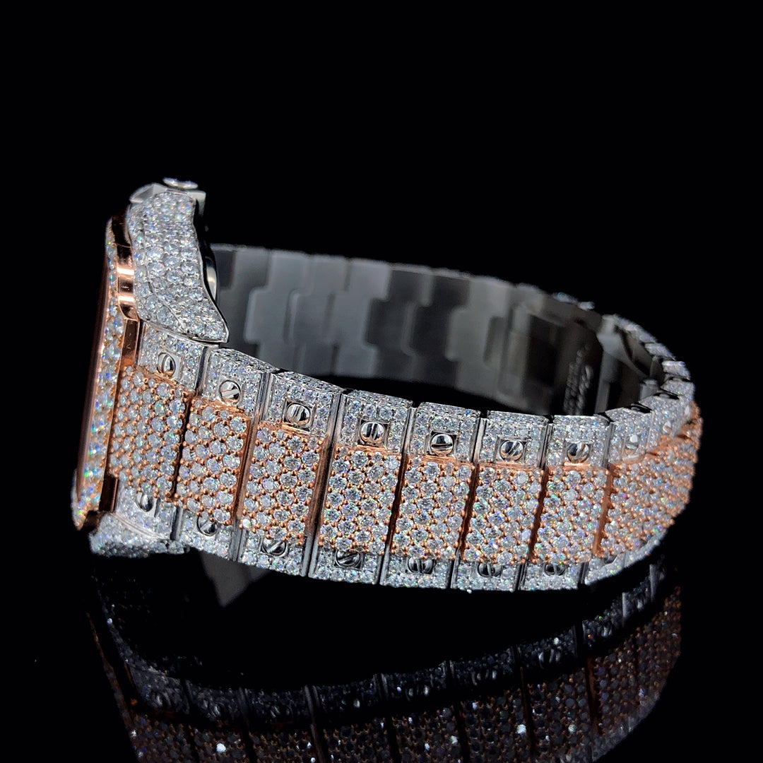 VVS Moissanite Diamiond Iced Out Arabic Dial Stainless Steel Watch