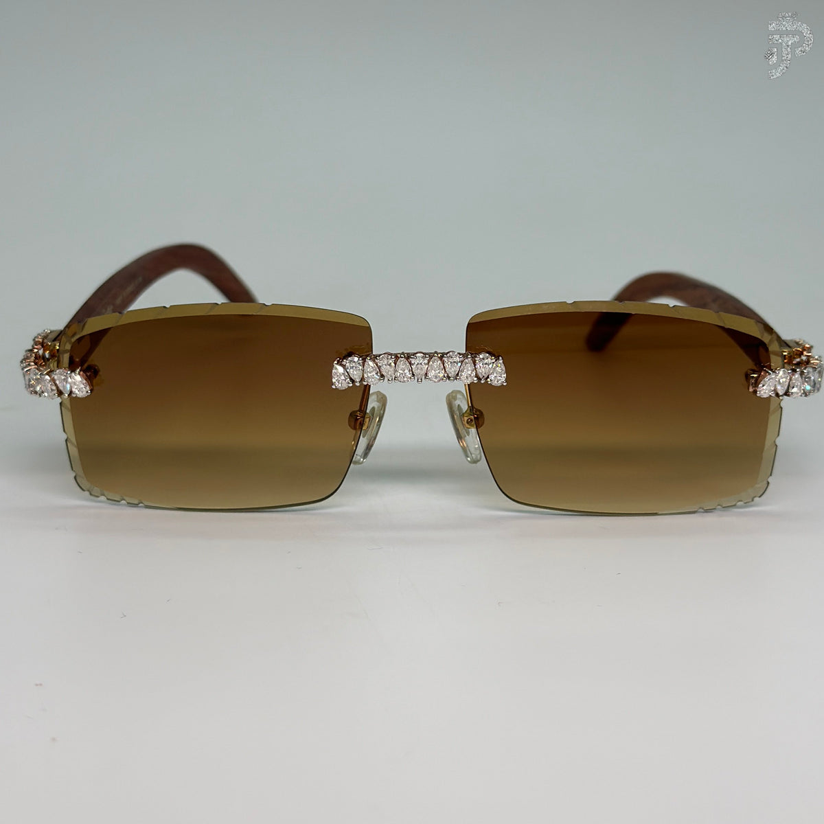 Wood Frame Glasses With Pear Cut Moissanite Diamond Unisex Wear