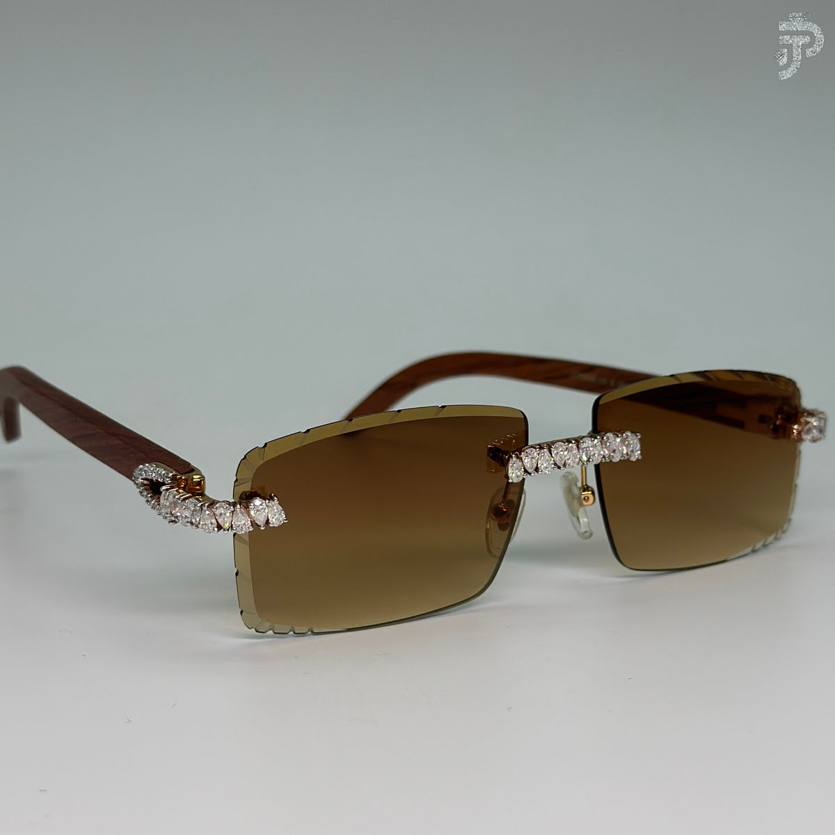 Wood Frame Glasses With Pear Cut Moissanite Diamond Unisex Wear