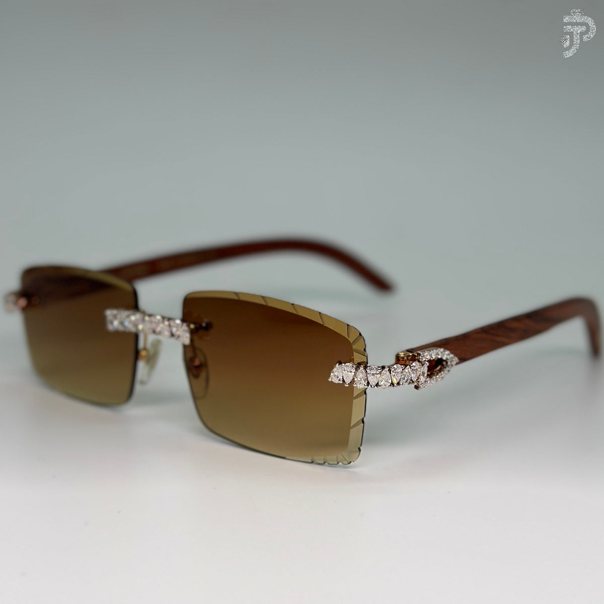 Wood Frame Glasses With Pear Cut Moissanite Diamond Unisex Wear