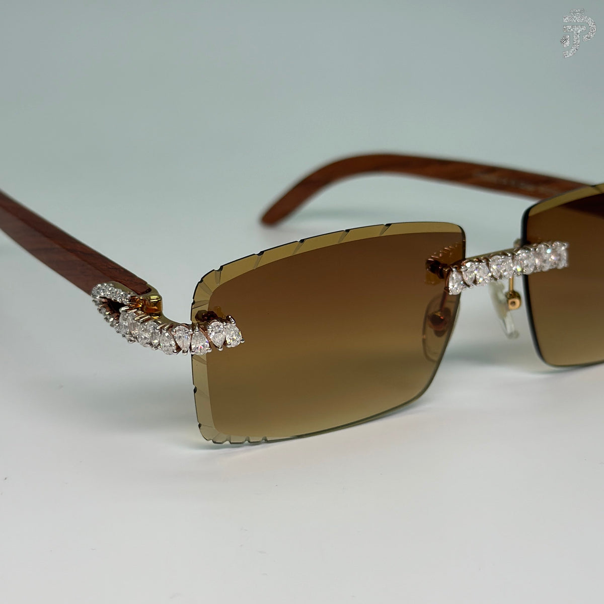 Wood Frame Glasses With Pear Cut Moissanite Diamond Unisex Wear