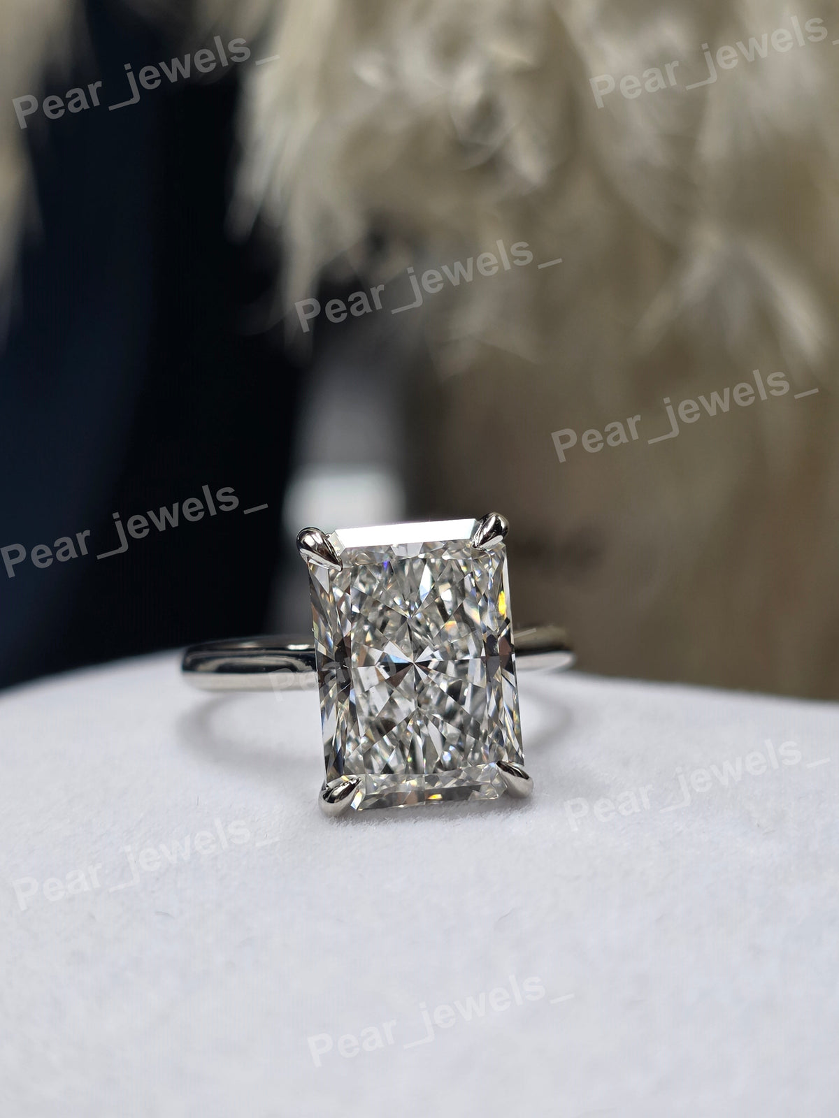 925 Silver Radiant Cut Solitaire Engagement Ring For Women