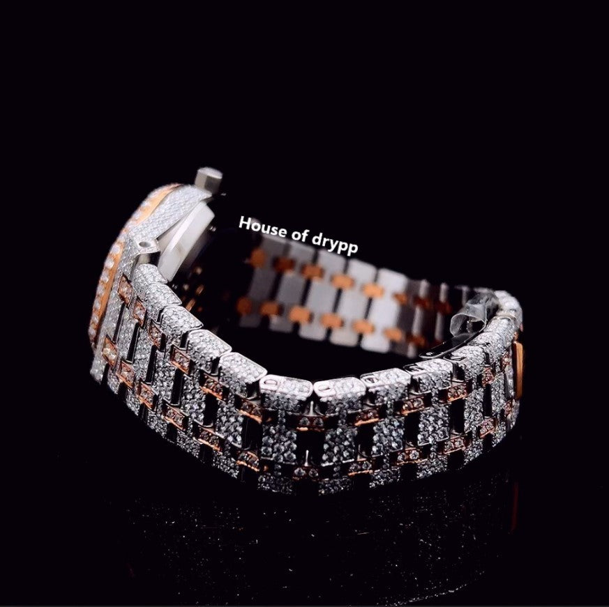 VVS Moissanite Diamond Stainless Steel Iced Out Wrist Watch