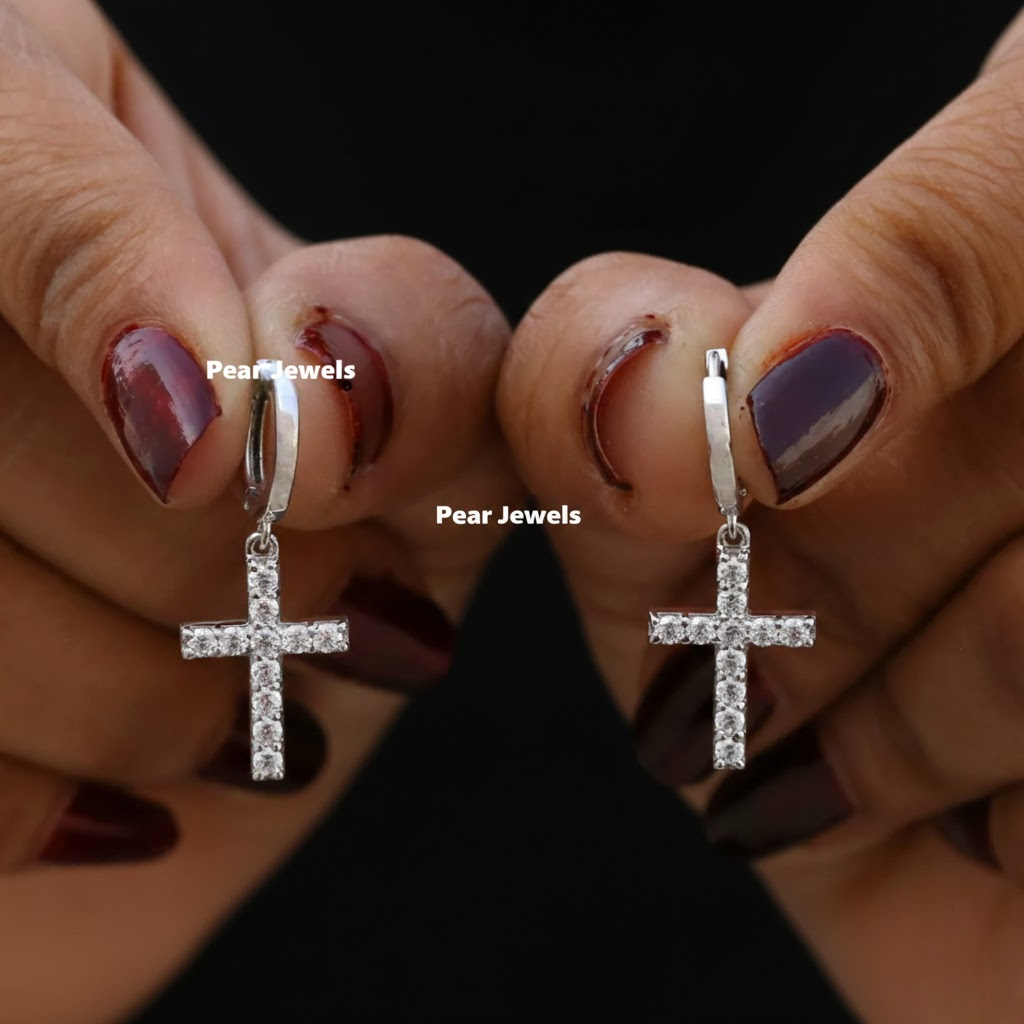 Round Cut Cross Earrings