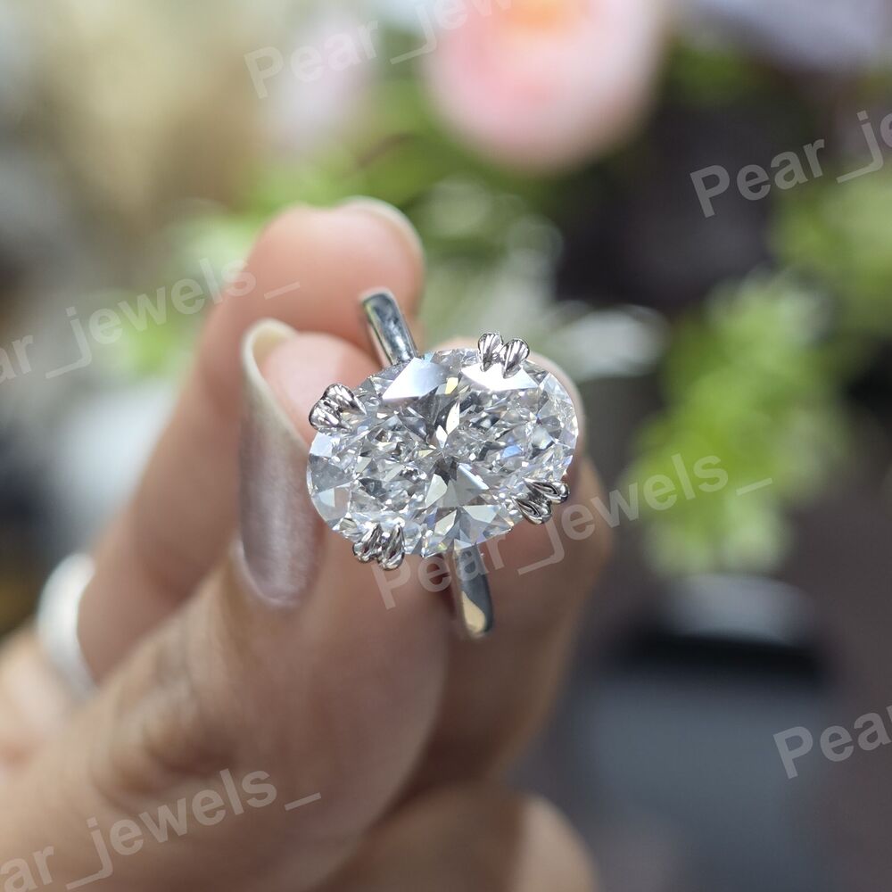 VVS Moissanite Diamond 4.02 Ct Oval 925 Sterling Silver Women Wear Ring