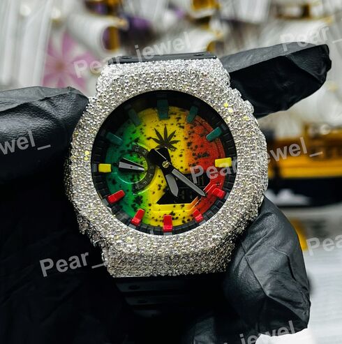 Luxury Iced Out Moissanite Diamond Case Dial Watch For Men Women Wear