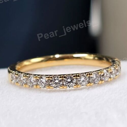 Round Brilliant Cut Moissanite Diamond Iced Out Silver Anniversary Gift Band For Women