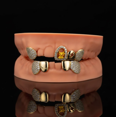 925 Silver Moissanite Colour Full Customize Unisex Grill