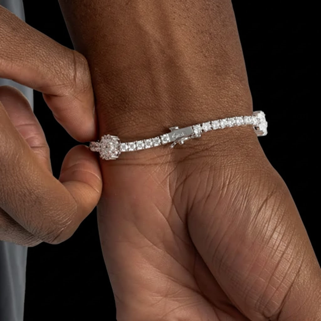 Tennis Bracelet In VVS Moissanite Diamonds 925 Silver For Unisex