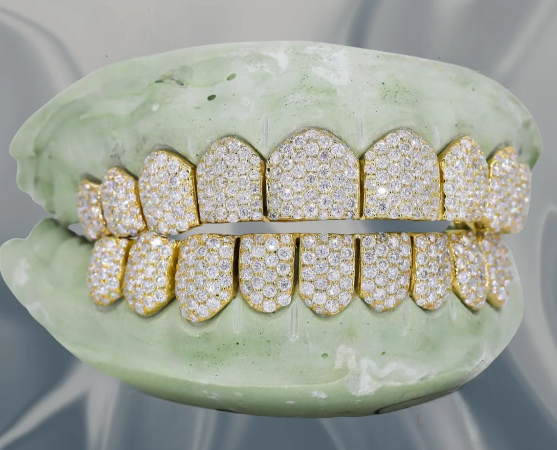 Silver Iced Out VVS Moissanite Diamond Custom Hip Hop Teeth Statement Jewelry