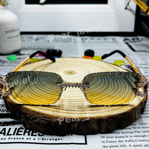 Moissanite Diamond Glasses Iced Out Rimless hip HOp Luxury Sunglasses For Unisex Wear