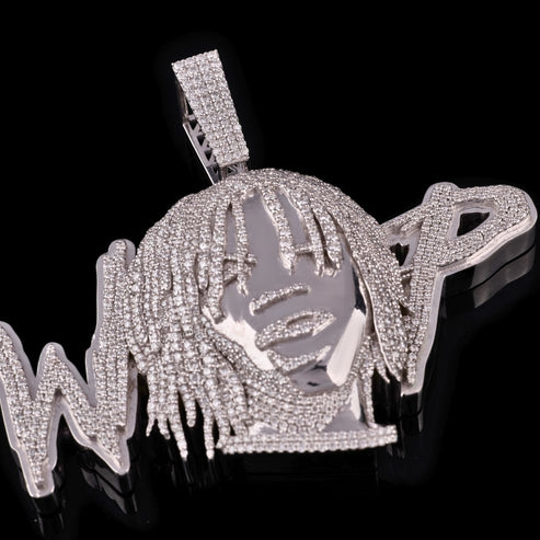 Iced Out 925 Silver Bling Face Letter Pendant Moissanite Diamond Look