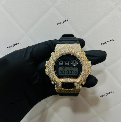 Iced Out Digital Watch moissanite Diamond Bezel Street Style Wrist Watch