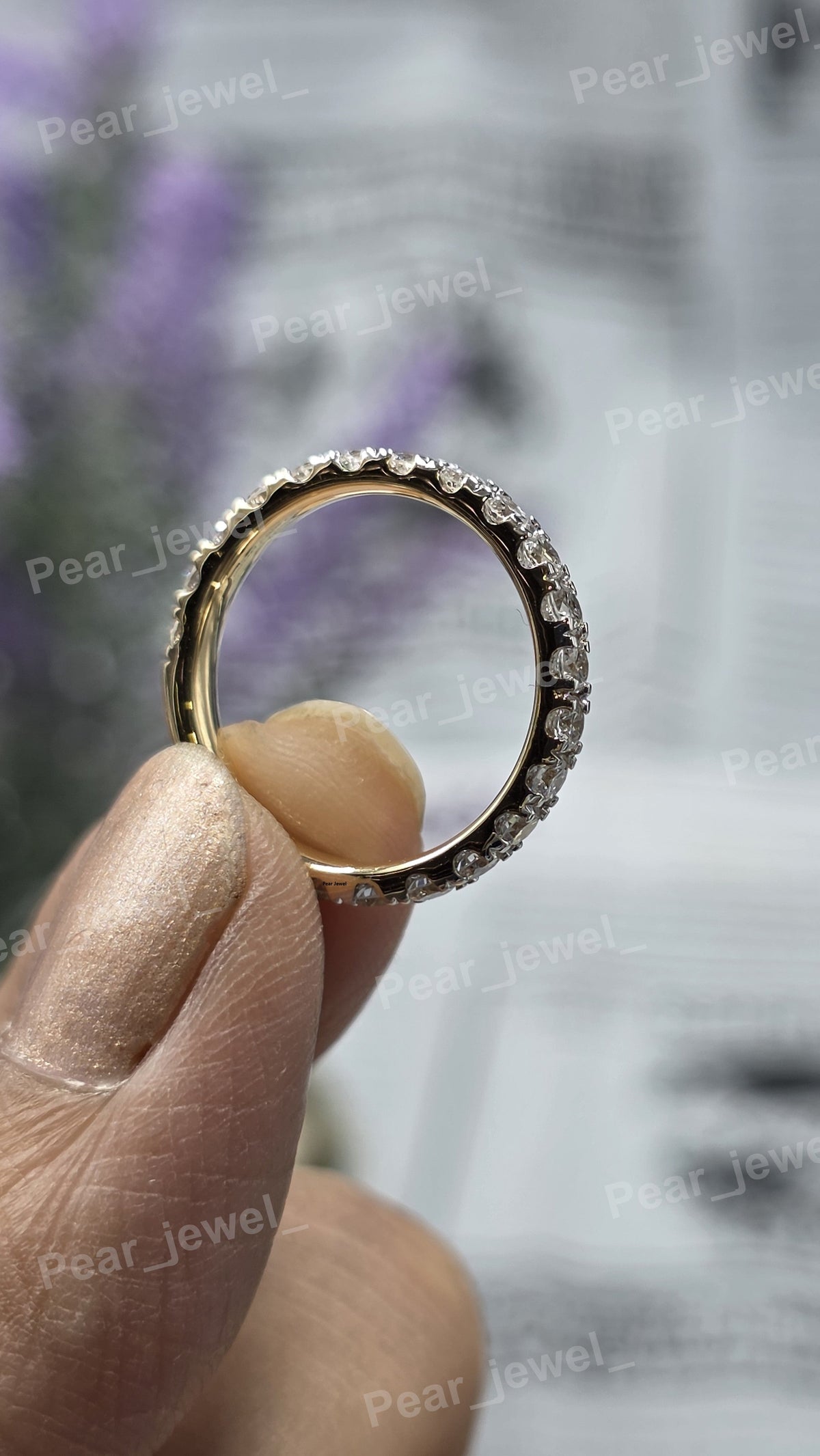 Round Cut VVS Moissanite Half Eternity Band Diamond Wedding Ring Band