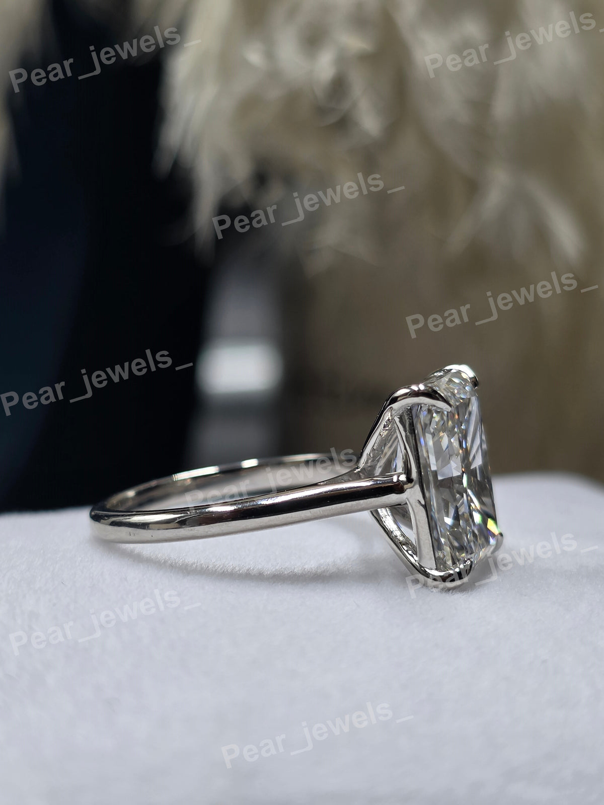 VVS Moissanite Radiant Cut Solitaire Engagement Ring For Women In Platinum