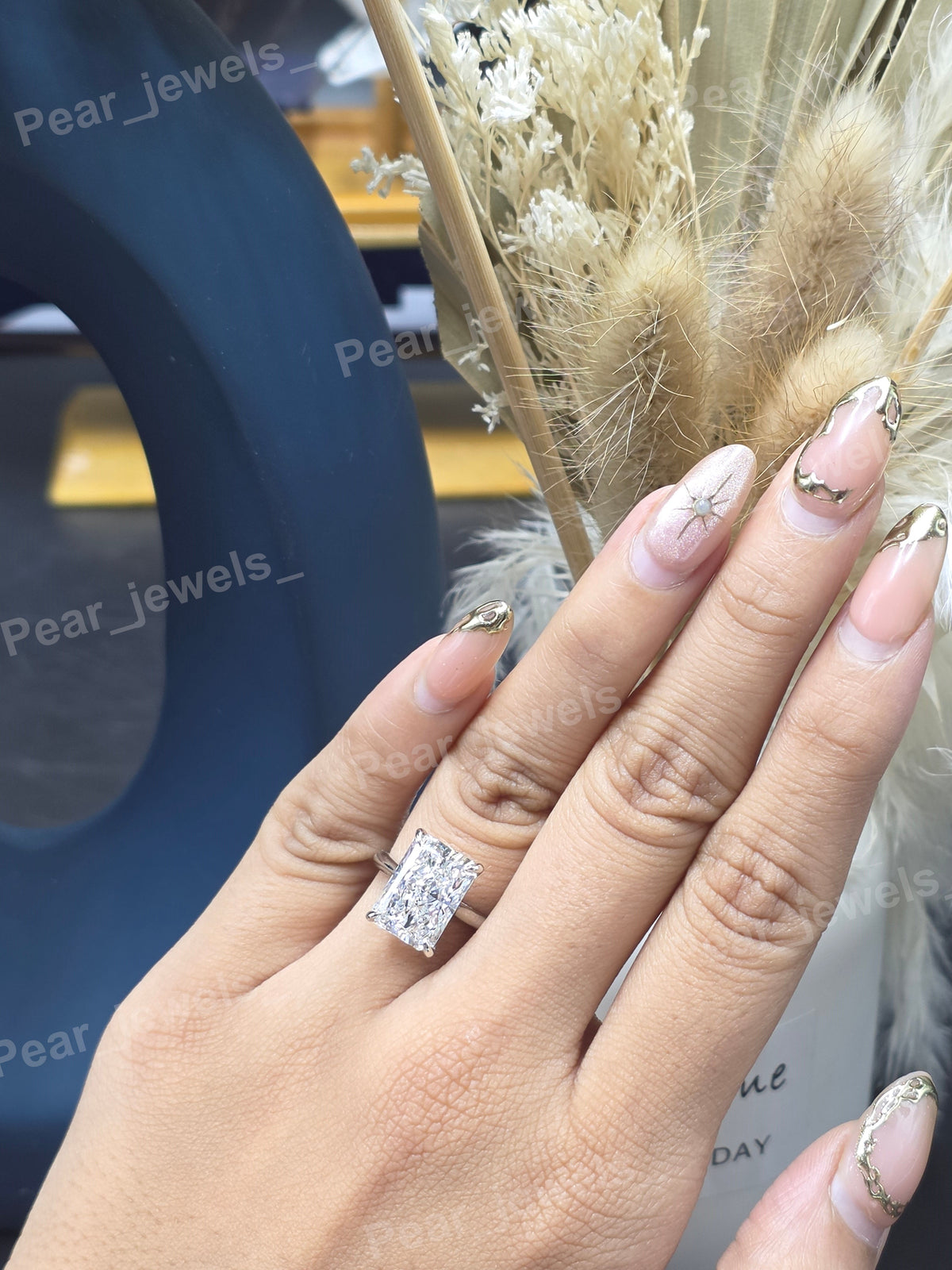 925 Silver Radiant Cut Solitaire Engagement Ring For Women