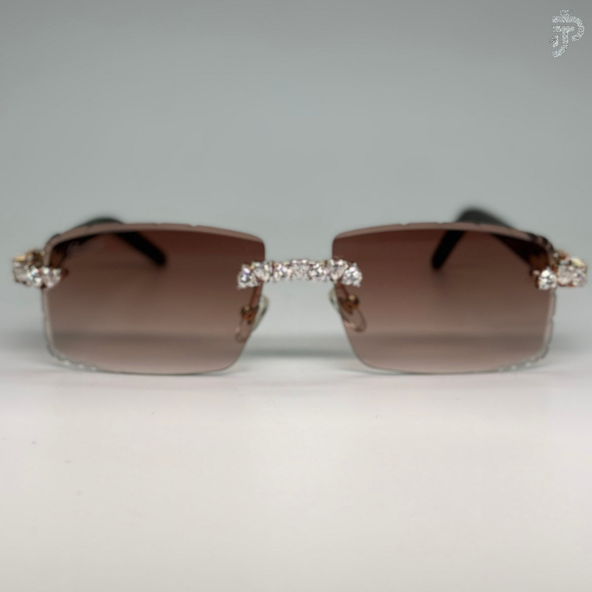 Brown Color Glass With Heart Cut Stone Glasses For Unisex Wear