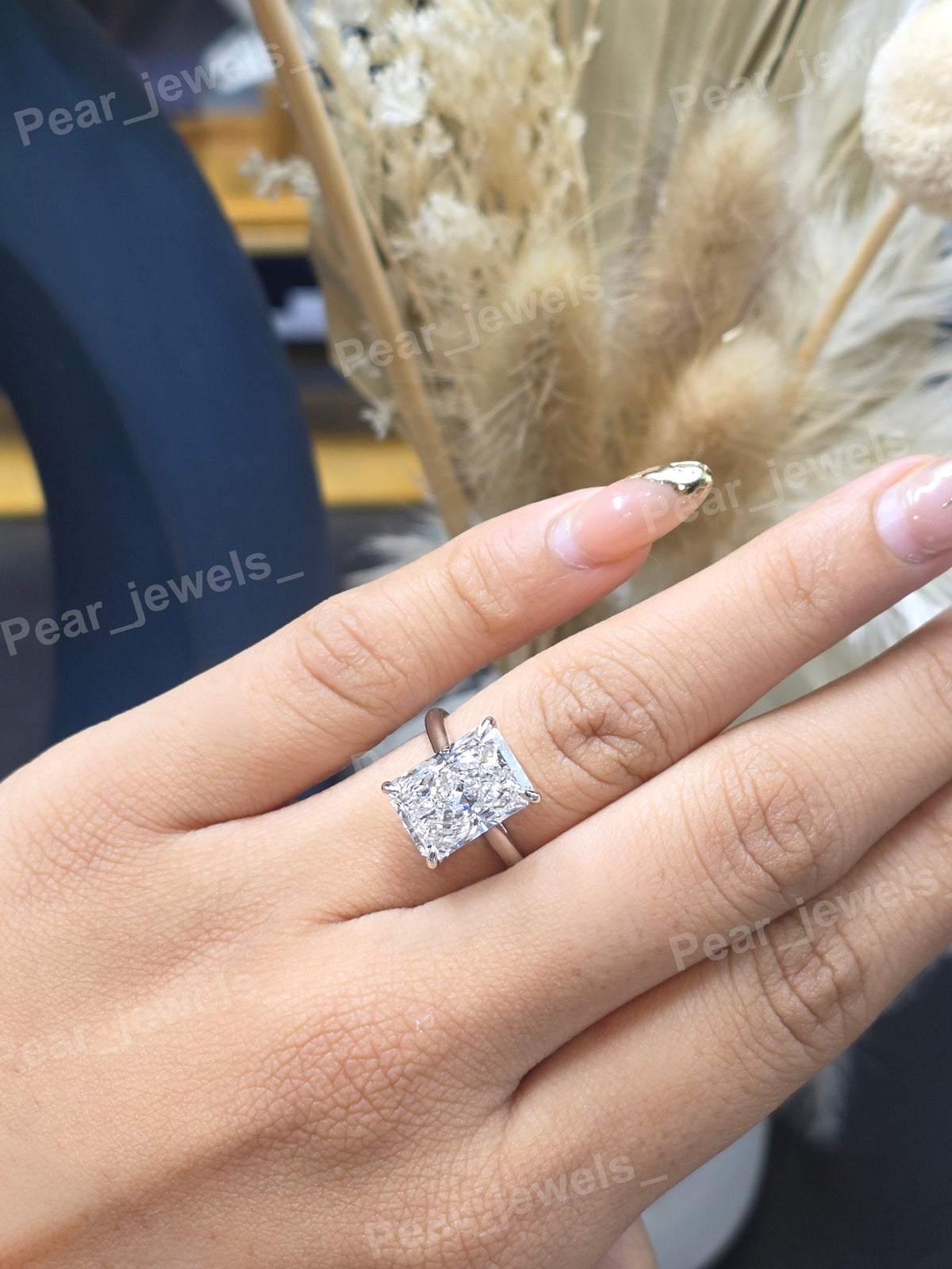 925 Silver Radiant Cut Solitaire Engagement Ring For Women