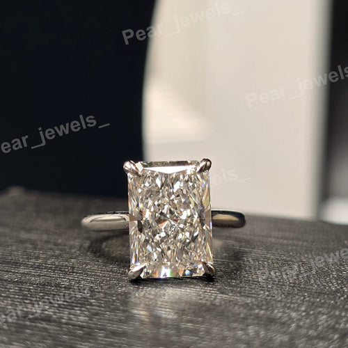 VVS Moissanite Radiant Cut Solitaire Engagement Ring For Women In Platinum