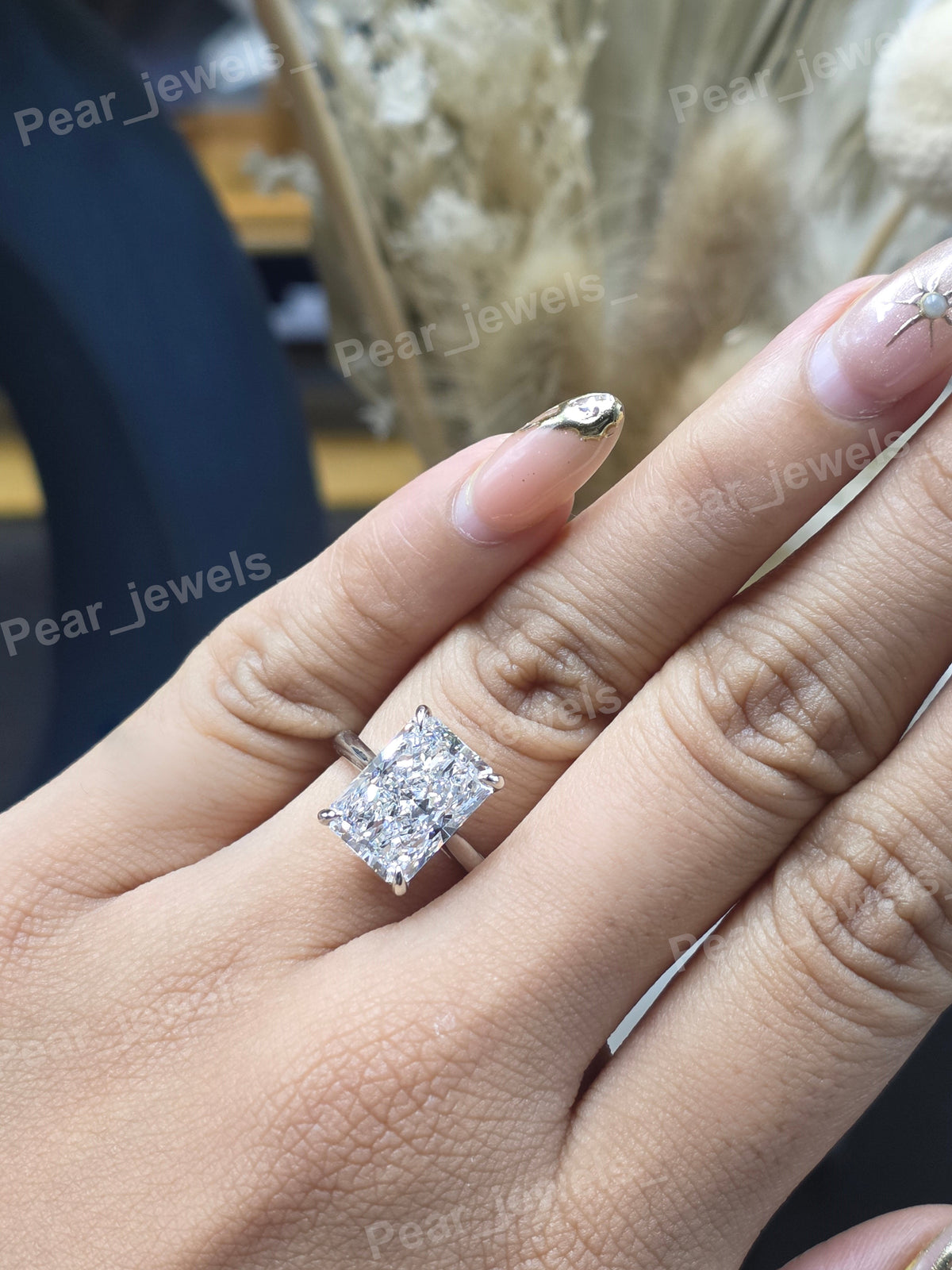 925 Silver Radiant Cut Solitaire Engagement Ring For Women